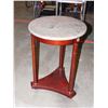 Image 2 : Wooden Side Table with Stone Marble Top / Plant Stand