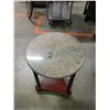 Image 3 : Wooden Side Table with Stone Marble Top / Plant Stand