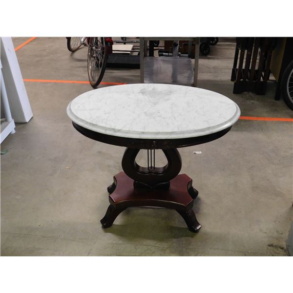 Italian Wooden Ornate Oval Marble Top, Side Table