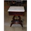 Image 2 : Italian Wooden Side Table Night Stand with Marble Top *as is*