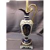 Image 2 : Pair of Vintage Italian Porcelain Ewer Gold & Cobalt Blue Lamps *working*