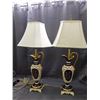 Image 4 : Pair of Vintage Italian Porcelain Ewer Gold & Cobalt Blue Lamps *working*