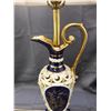Image 5 : Pair of Vintage Italian Porcelain Ewer Gold & Cobalt Blue Lamps *working*