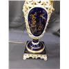 Image 6 : Pair of Vintage Italian Porcelain Ewer Gold & Cobalt Blue Lamps *working*