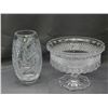 Image 1 : Bohemia Czech Republic Crystal Footed Dish & Crystal Vase (unmarked)