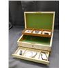 Image 1 : Lot of Misc Jewelry & Watches in Wooden Fold-Up Jewelry Box