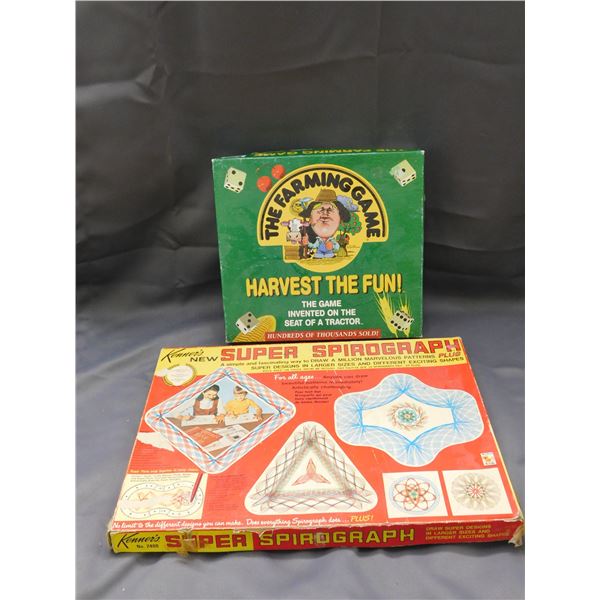 Lot of 2 Vintage The Farming Game & Super Spirograph