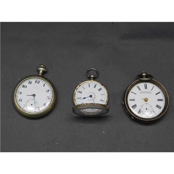 3 Antique Pocket Watches (for repair) 2 with Silver Cases 935 & 925