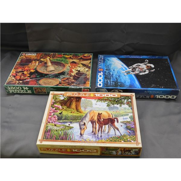 Lot of 2 SEALED Puzzles and 1 (marked complete) Puzzle