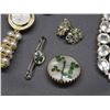 Image 2 : Lot of Assorted Costume Jewelry Pins, Clip on Earrings, Stud Earrings, Watch, Etc