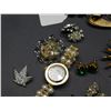 Image 3 : Lot of Assorted Costume Jewelry Pins, Clip on Earrings, Stud Earrings, Watch, Etc