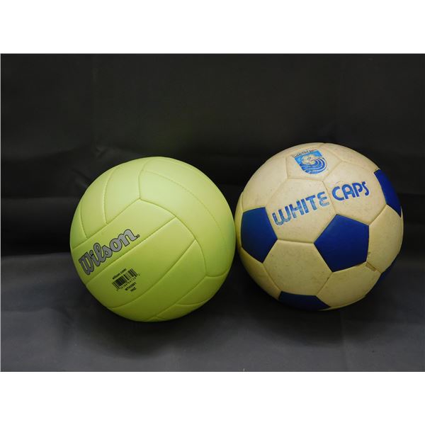 Lot of 2 Soccer Balls Wilson & White Caps