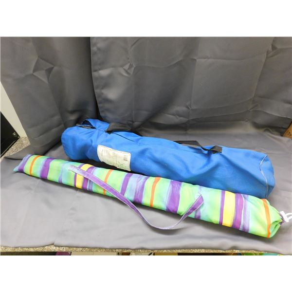 Lot of 2 6.5ft Beach Umbrella & The Bazaar Captain Chair Folding Camping / Beach Chair