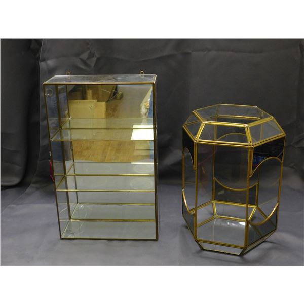 Glass & Metal Mirrored Display Cabinets *damaged* Curios