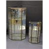 Image 1 : Pair of Glass & Metal Mirrored Curio Display Cases