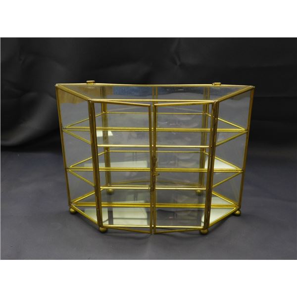 Glass & Metal Display Curio Cabinet Shelf Showcase