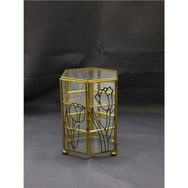 Glass & Metal Display Curio Cabinet Shelf Showcase