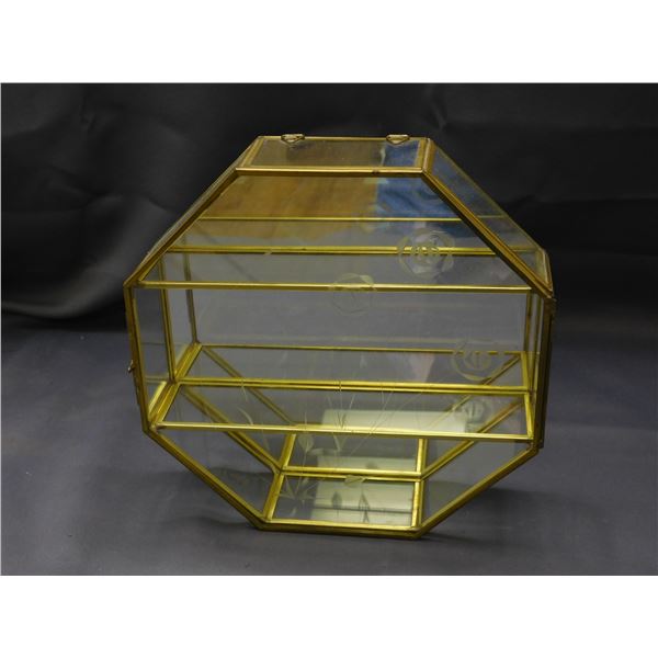 Glass & Metal Display Curio Cabinet Shelf Showcase