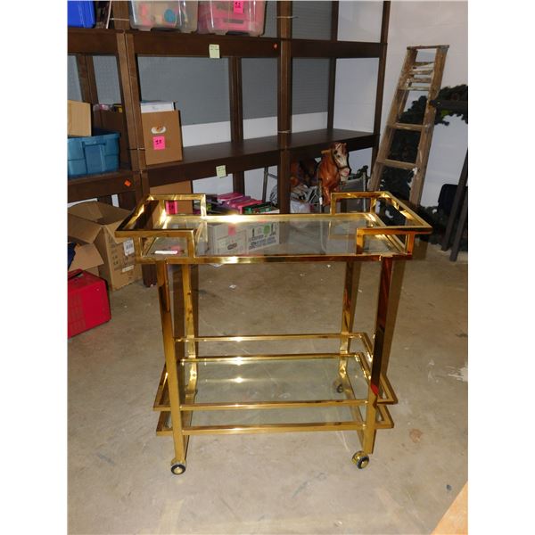 MCM Brass & Glass Bar Cart