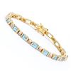 Image 1 : Plated 18KT Yellow Gold 11.30ctw Blue Topaz and Diamond Bracelet