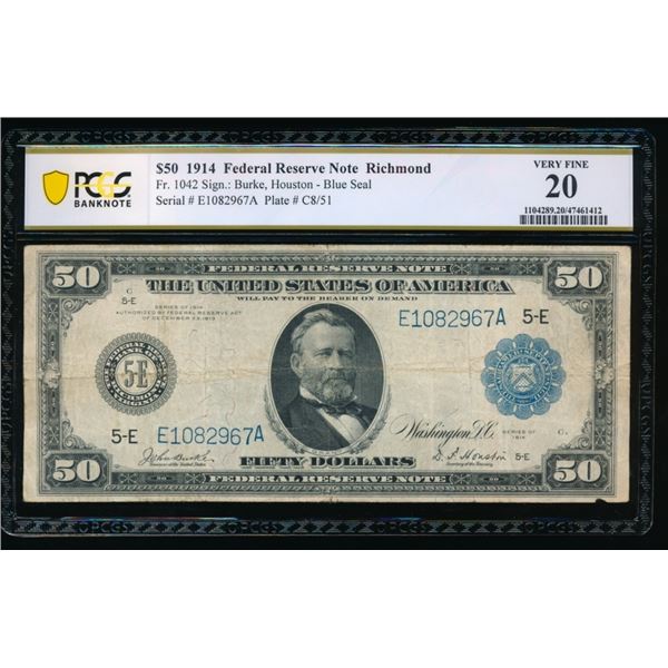 1914 $50 Richmond FRN PCGS 20