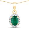 Image 1 : 14KT Yellow Gold 0.83ctw Zambian Emerald and White Diamond Pendant
