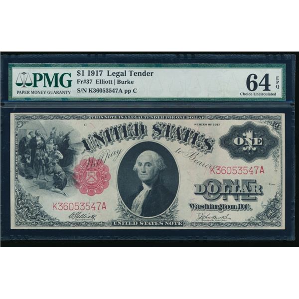1917 $1 Legal Tender Note PMG 64EPQ