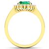 Image 4 : 14KT Yellow Gold 1ct Zambian Emerald and Diamond Ring