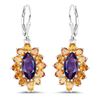 Image 1 : Plated Rhodium 6.54ctw Amethyst and Citrine Earrings