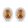 14KT Yellow Gold 1.66ctw Orange Sapphire and White Diamond Earrings