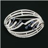 Image 2 : Vintage Etched 18k White Gold .30 ctw Round Sapphire Abstract Textured Brooch Pi