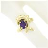 Image 3 : 14k Yellow Gold Dolphin Jumping Over 0.90 ctw Oval Prong Amethyst Solitaire Ring