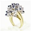 Image 9 : Vintage 18K Gold 2.20 ctw Royal Blue Sapphire Diamond Tiered Cocktail Cluster Ri