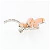 Image 4 : Vintage 18K White Gold Custom Cut Coral & 0.25 ctw Diamond Dragonfly Pin Brooch