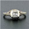 Image 2 : Antique Edwardian 14K TT Gold 0.15 ctw Old Mine Diamond Filigree Engagement Ring