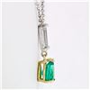 Image 3 : Petite 14K TT Gold .81 ctw Pear Emerald Long Baguette Diamond Drop Dangle Pendan