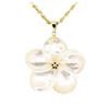 Image 1 : Plumeria Shaped Mother of Pearl Pendant and Chain - 14KT Yellow Gold