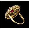 Image 3 : GIA Cert 3.23 ctw Ruby and Diamond Ring - 14KT Yellow Gold