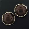 Image 6 : Vintage 14k Gold Large Domed Cabochon Carnelian Button Earrings & Detailed Frame