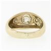 Image 7 : Men's Vintage 14K Gold 0.62 ctw 3 Stone Diamond Domed Polished Wedding Band Ring