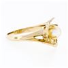 Image 5 : 14K Yellow Gold 6.0mm Pearl Solitaire Wave Bypass Shell Open Work Cocktail Ring