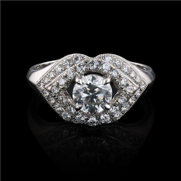 0.95 ctw SI3 CLARITY E COLOR Diamond Platinum Ring (1.49 ctw Diamonds) EGL USA C