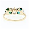 Image 7 : Antique Victorian 14k Gold 0.65 ctw Old Mine Cut Diamond Green Stone 3 Stone Rin