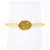 Image 1 : Simple Petite 14k Gold 0.70 ctw Bezel Oval Orange Yellow Sapphire Solitaire Ring