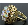 Image 3 : Vintage 14k Yellow Gold Oval Opal Diamond & Black Enamel Ladies Cocktail Ring