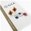 Image 7 : 18k Gold GIA Cert. Oval Cabochon Coral & Round Diamond Omega or Clip On Earrings