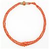 Image 3 : Vintage Graduated Dual Strand Salmon Coral Bead Necklace Etched 14k Gold Clasp