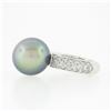 Image 3 : Cartier 18k White Gold 12.75mm Tahitian Gray Pearl .85 ctw Round Pave Diamond Ri