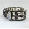 Image 2 : Sterling Silver Polished Gemstone Cuff Bracelet