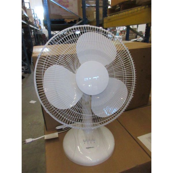 New White 16  Oscillating Table Fan - 3 Speeds